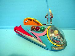 Moon Rocket Battery Op Tin Litho Toy