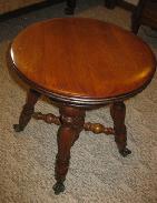 Walnut Ornate 4-Legged Piano Stool