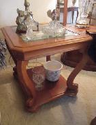 Embassy Pecan Beveled Glass Side Tables