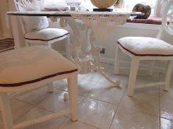 Ornate Iron Leg Glass Top Dining Table