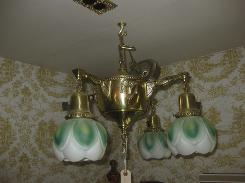 Deco Brass Four Arm Hanging Light Fixture