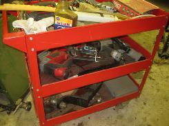 Red Metal Roller Shop Cart 