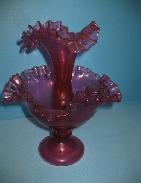  Cranberry Ruffled Epergne