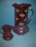  Enamel Painted Victorian Cranberry Pitchers 