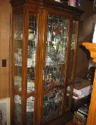 Oak & Leaded Glass Tall China Cabinet