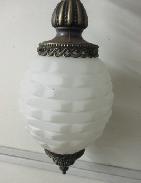 Heavy Iron Hanging Fixture w/ Milk Glass Shade