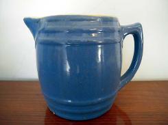 UHL Blue Glaze Barrel Cream Pitcher