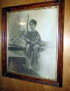 Charcoal of Boy Sitting on Dock