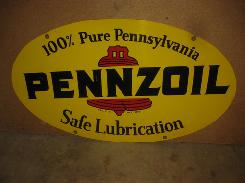  Pennzoil Double Sided Enamel Oval Sign