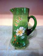 Victorian Green Enamel Paint Pitcher