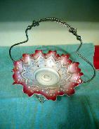Cranberry Milk Glass Brides Basket