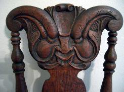Oak Carved 'Old Man Winter' Hi Back Chair