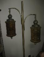 1950's Amber Embossed Shade Brass Floor Lamp