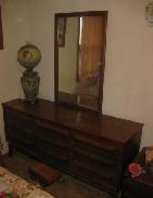 Walnut Mid-Century Chest & Dresser w/Mirror