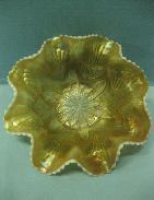 Carnival Peach Opalescent Petal & Fan Bowl