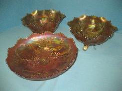 Carnival Peach Stag & Holly Footed Bowl