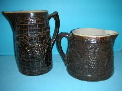 Uhl Pottery Brown Grape & Lattice Pitchers