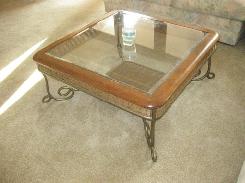 Wicker, Glass & Wrought Iron 4-Pc. Occasional Table Set