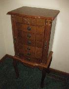  Fancy Oak Jewelry Cabinet w/Side Cabinets