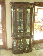 Oak Curved Glass China Closet