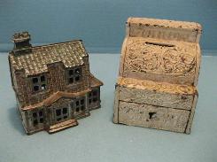 Two Story House Cast Iron Bank 