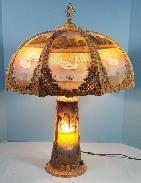   Scenic 'Swans' Reverse Painted Table Lamp