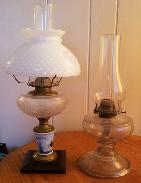 Embossed Glass Globe Painted Stork Oil Lamp 