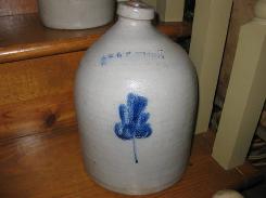 E. & L. P. Norton 1 Gallon Salt Glaze Cobalt Floral Jug 