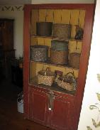  Early Red Painted Pine 1 Pc. Open Cupboard 