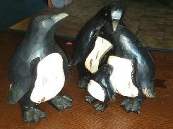 Carved Penguin Family 