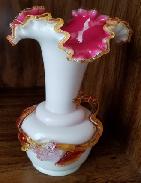 Fluted Art Glass Applique Vase 