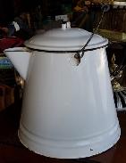 White Enamelware Coffee Pot