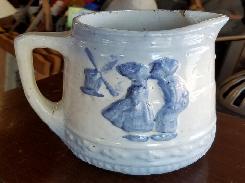 Blue Gray Kissing Dutch Stoneware Pitcher 