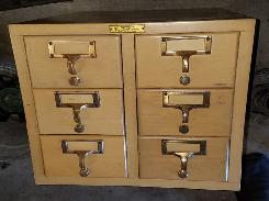Deco Blonde Oak 6 Drawer Card File Cabinet