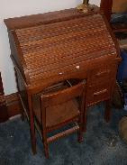 Child's Oak Roll Top Desk