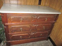 Walnut Victorian Marble Top Chest