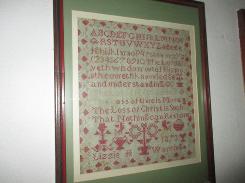 Lizzie Warring 1873 Framed Sampler