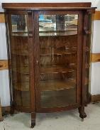Oak Triple Curved Glass China Closet 