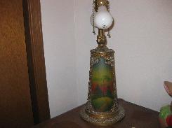 Reverse Painted Scenic Table Lamp