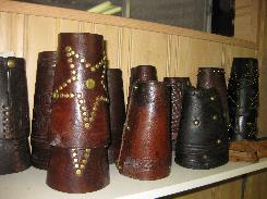 Fancy Leather Brass Studded Cowboy Cuffs 