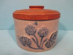 Blue/Grey Embossed Floral Salt Crock