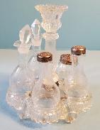 Victorian All Glass Etched Cruet Set 