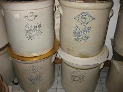 Monmouth Pottery Stenciled & Stamped Crocks
