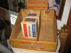 Square Splint Safety Match Counter Top Display Case