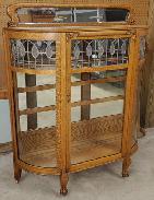 Fancy Oak & Leaded Glass China Closet 
