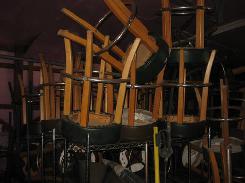 Green & Brown Padded Bar Stools