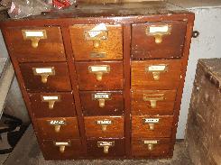 Walnut Antique 15-Drawer File Index