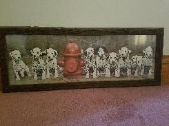 Yard Long Dalmatian Artwork in Rustic Frame