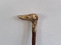 Brass Dog Head Walking Stick
