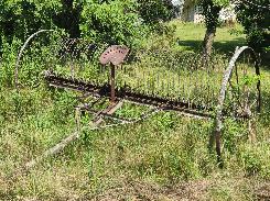 Antique 12' Iron Wheel Dump Rake